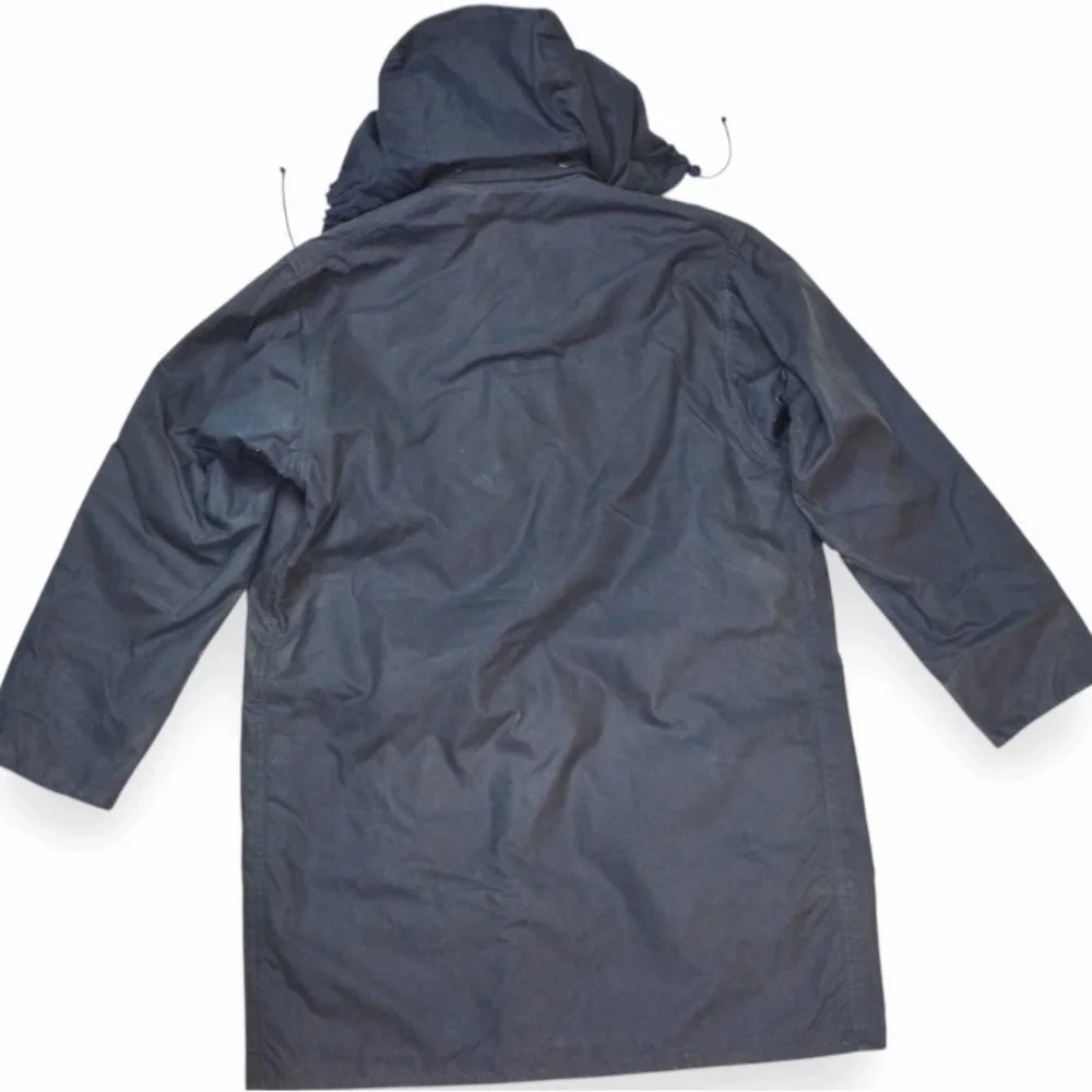 VTG Barbour Border Wax Jacket With Hood 1994 A205 Navy Blue Made In England C38 - Picture 7 of 16